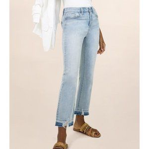 Destructed Release Hem Crop Flare Jean